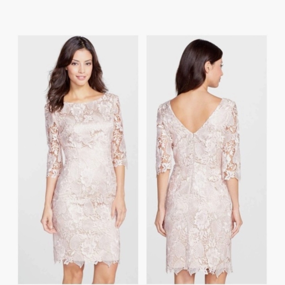 Eliza J Lace Long Sleeve Dress in Cream